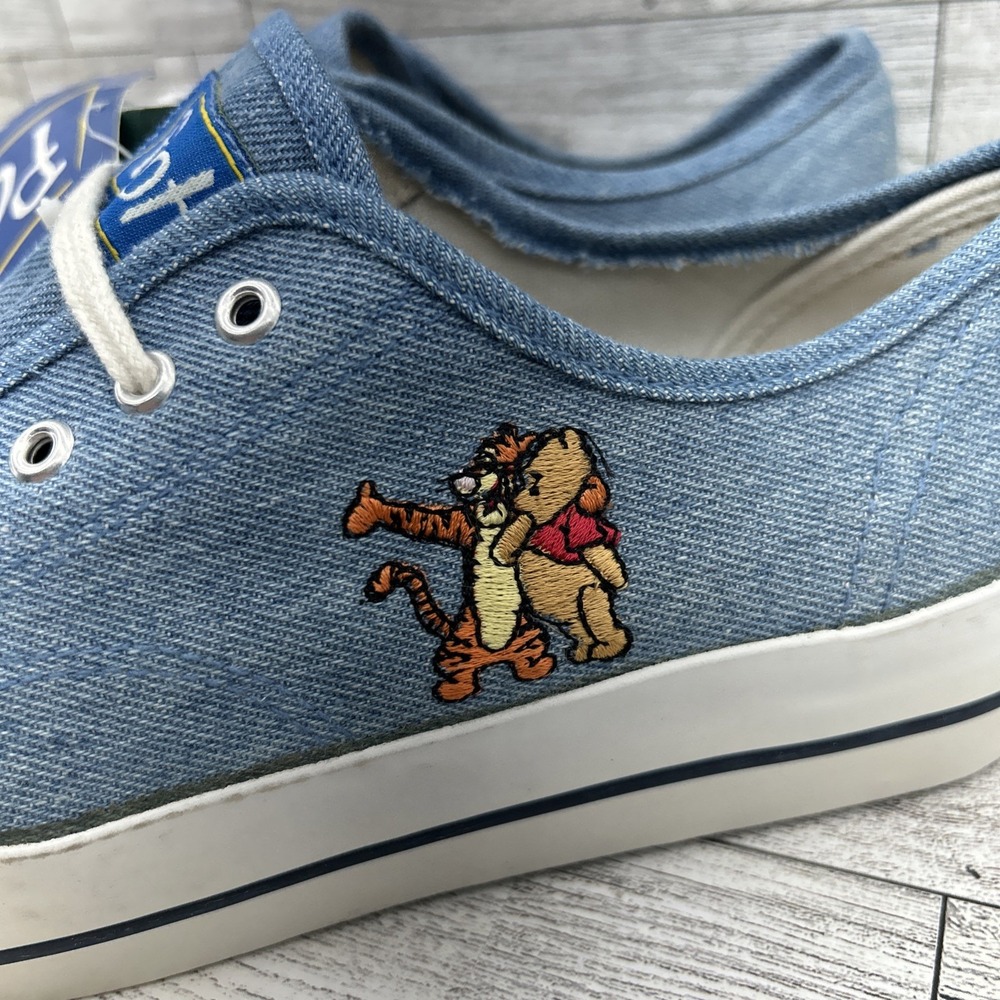 Disney Winnie The Pooh Works Tiger 90s Denim Canvas Embroidered Shoes Sz 7.5 New - Picture 2 of 16